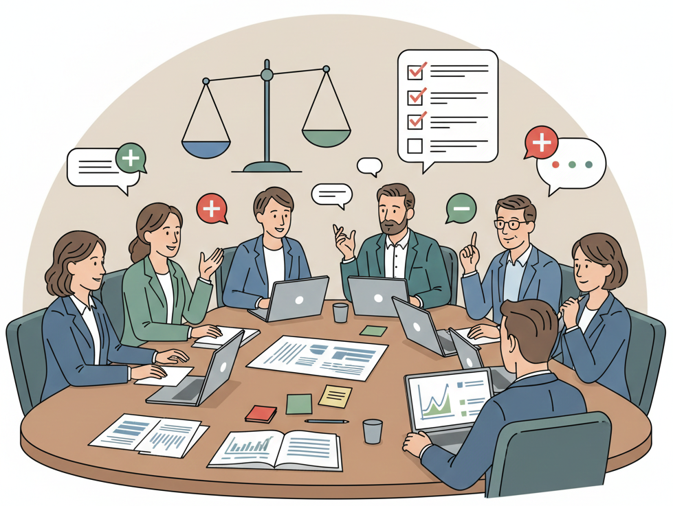 Gremiensitzung Pro Contra Entscheidung Beschluss Symbolbild