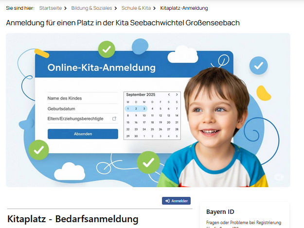 Online Kitaplatz Anmeldung der Seebachwichtel Großenseebach