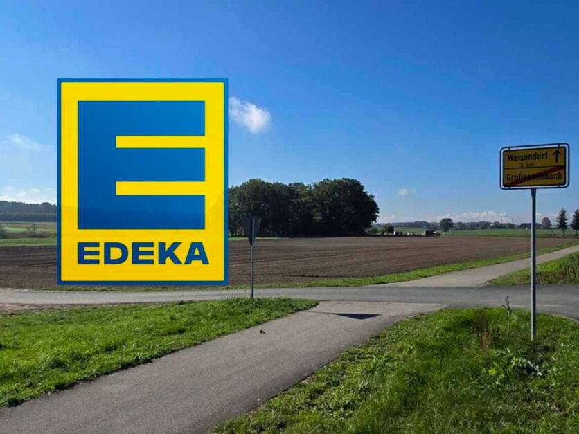 Grundstück geplanter EDEKA-Markt Großenseebach - mit EDEKA-Logo