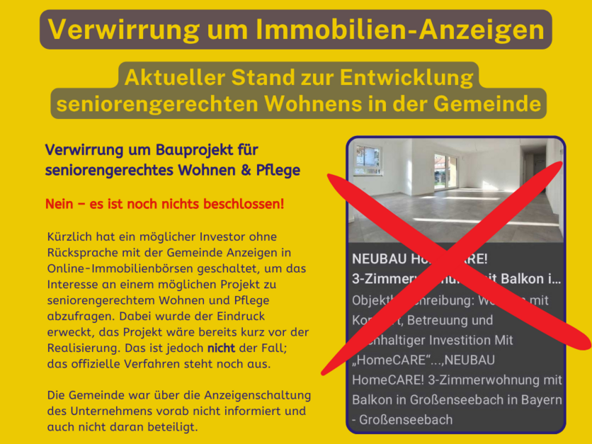 Verwirrung um Immobilien-Anzeigen // Aktueller Stand zur Entwicklung seniorengerechtes Wohnen