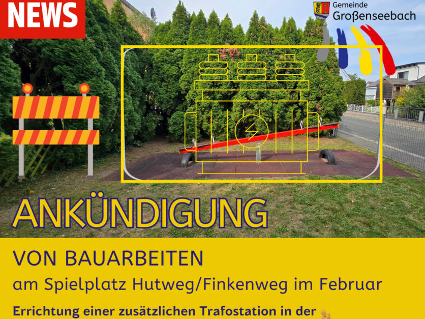 Ankündigung Bauarbeiten Spielplatz Hutweg/Finkenweg Trafostation