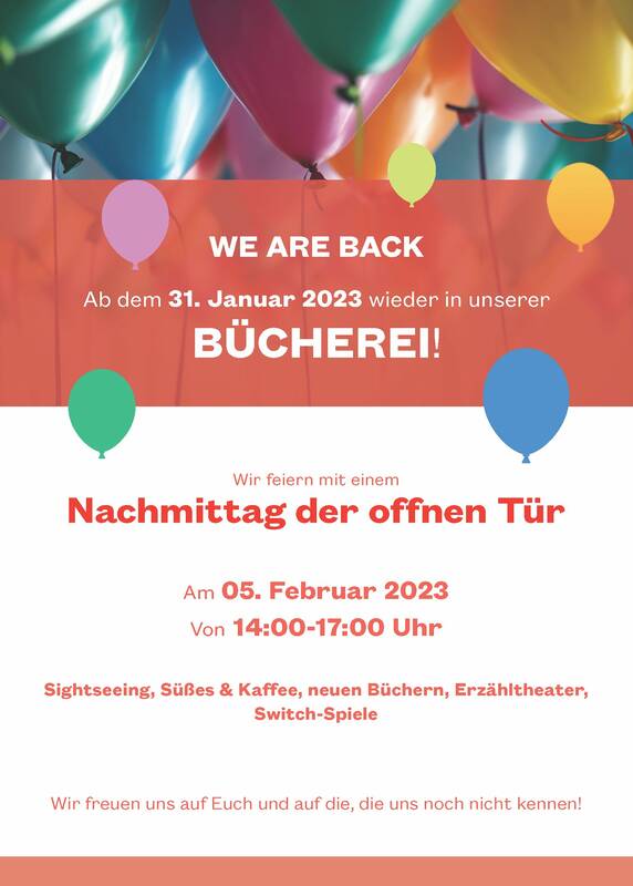 Nachmittag der offenen Tür Bücherei Großenseebach am 05.02.23 - Plakat