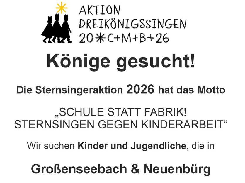 Sternsinger 2026 Großenseebach/Neuenbürg gesucht - Plakat