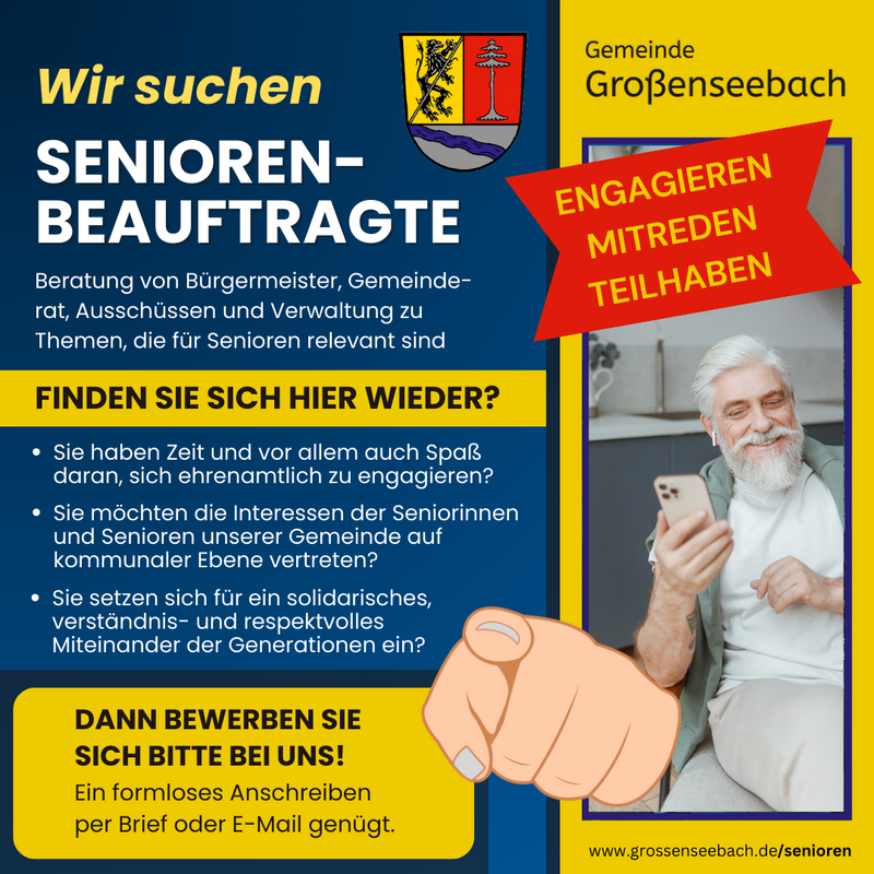 Gemeinde Großenseebach sucht Seniorenbeauftragte - Aufruf zur Bewerbung