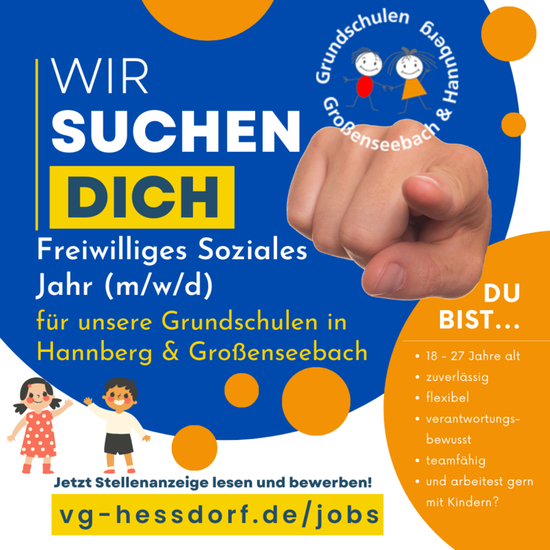 Stellenausschreibung FSJ 2023 Grundschulen Hannberg & Großenseebach