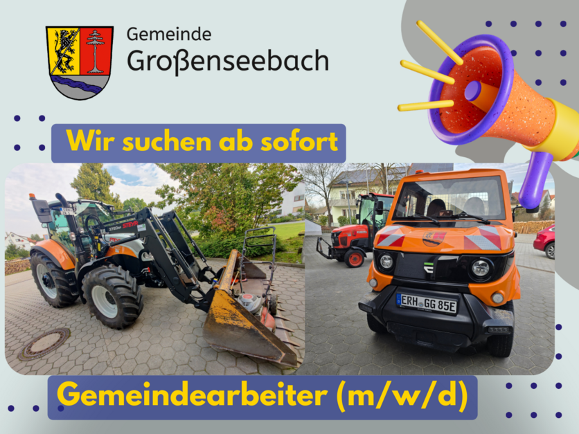 Stellenanzeige Gemeindearbeiter Großenseebach Februar 2026 - Plakat