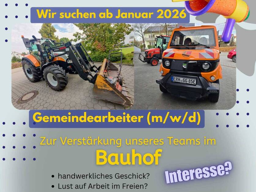 Stellenanzeige Gemeindearbeiter Großenseebach Januar 2026 - Plakat