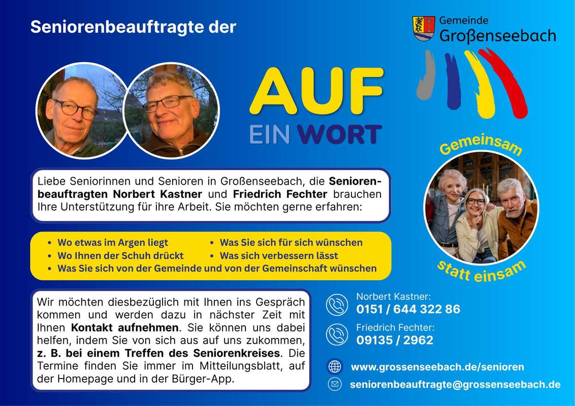 Seniorenbeauftragte Großenseebach - Auf ein Wort (Flyer)