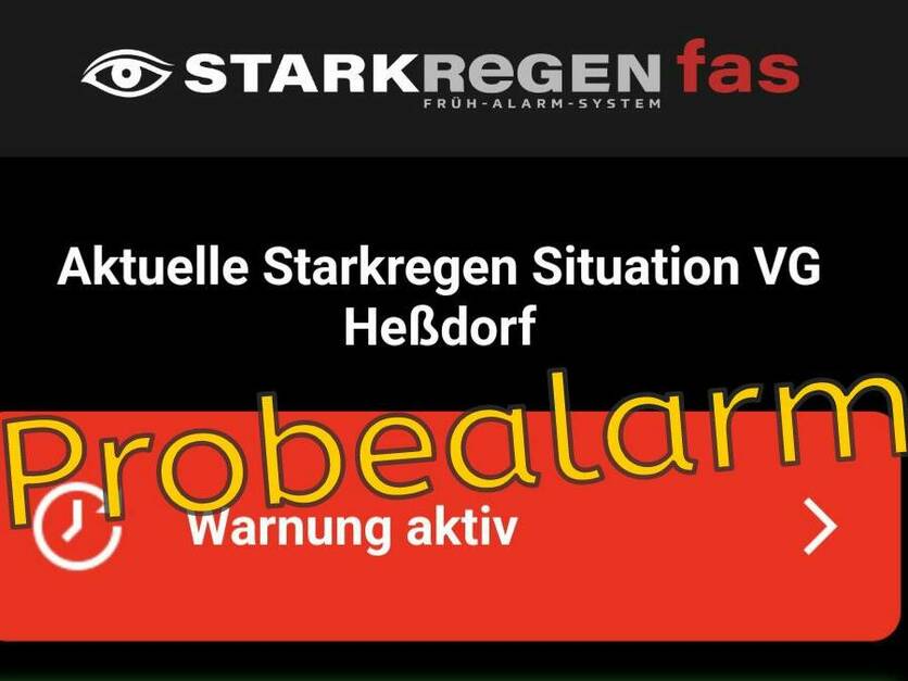 FAS (Starkregen-Frühalarm-System) der VG Heßdorf - Probealarm