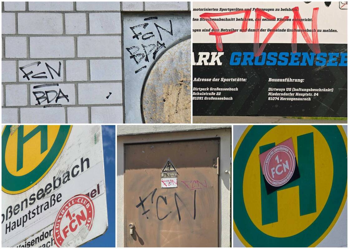 Collage FCN-Aufkleber, Graffiti etc. in Großenseebach