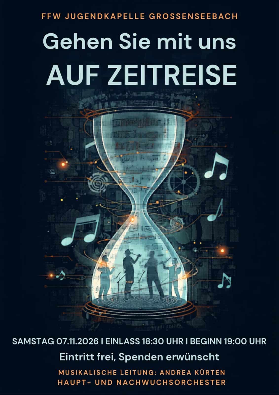 Traditionell beschließt das Herbstkonzert der Jugendkapelle der FFW Großenseebach den Großenseebacher Herbst. Motto in diesem Jahr: "Zeitreise".